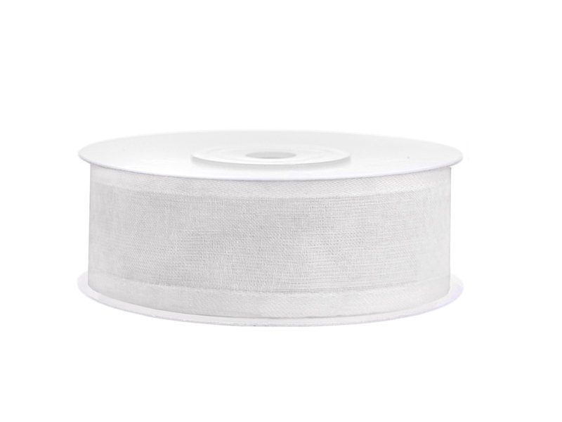 PD BANDA CHIFFON Ribbon chiffon, white, 25mm/25m TSZB25-008