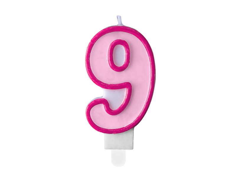 PD LUMANARI TORT Number 9, pink, 7cm SCU1-9-006