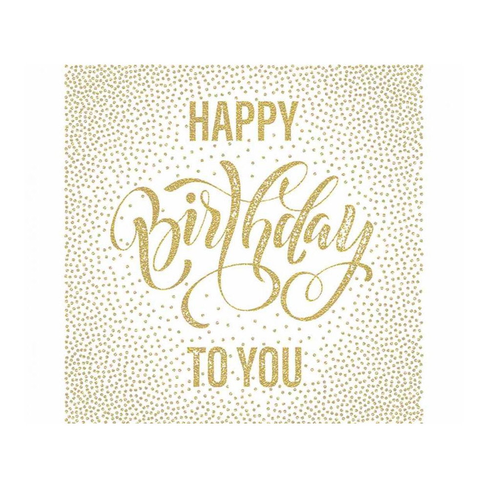 Godan Happy Birthday Paper Napkins 33x33cm 20-Pack Dotted Gold