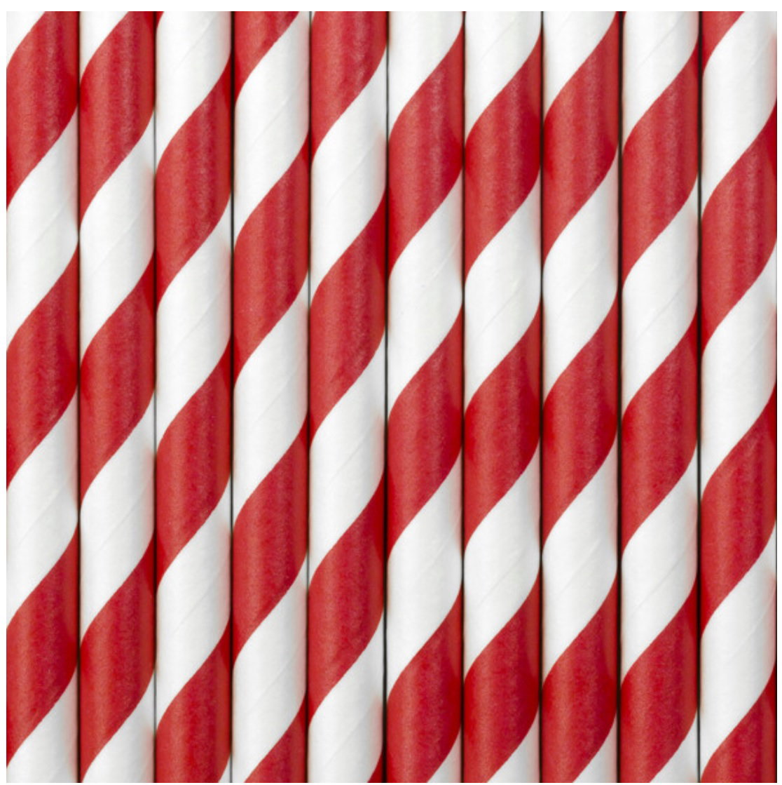 Paper Straws for Drinks Red, 19.5cm 10/set SPP1-007