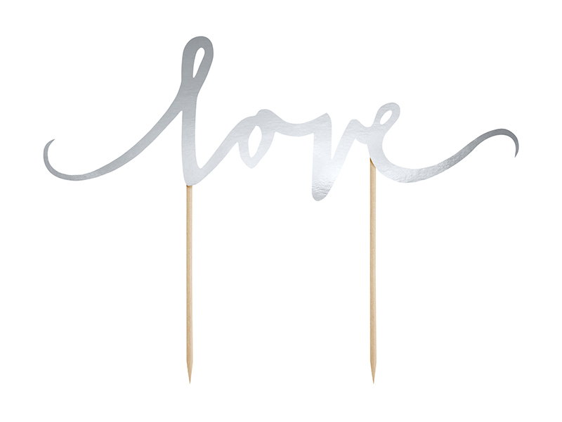 PD DECORATIUNI PENTRU TORT Love, silver, 17cm KPT1-018