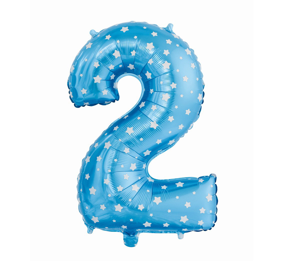 Godan Foil Balloon Number 2 Blue Stars 61cm