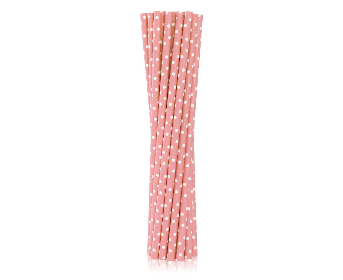 Godan Paper Straws Light Pink with White Dots 12-Pack
