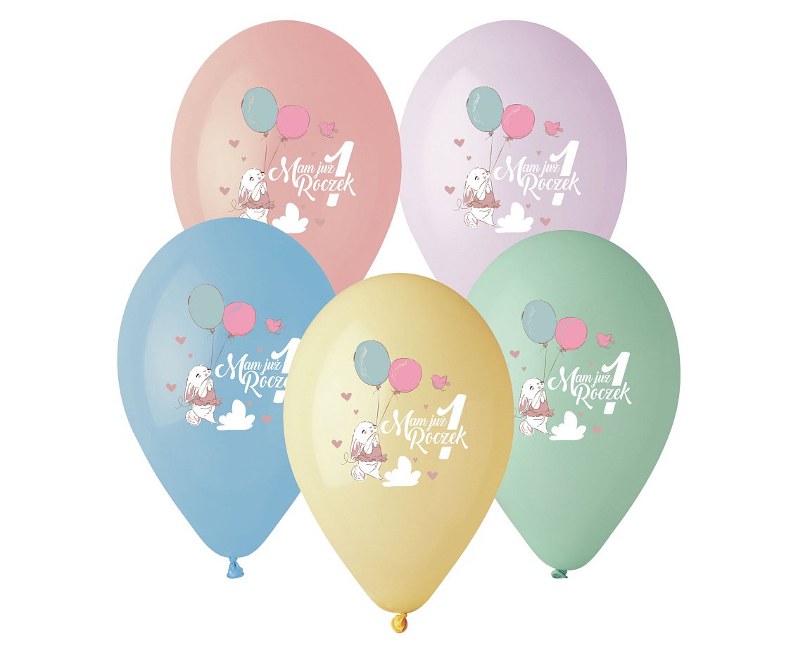 Godan God Baloane Premium Balloons 1st Birthday Rabbit 33cm 5/set GS120/1RKR