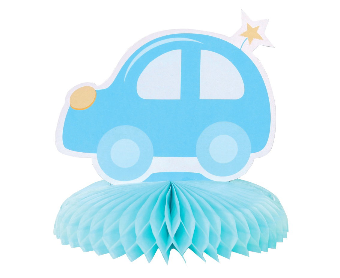 Paper Table Decoration Car Light Blue 14cm