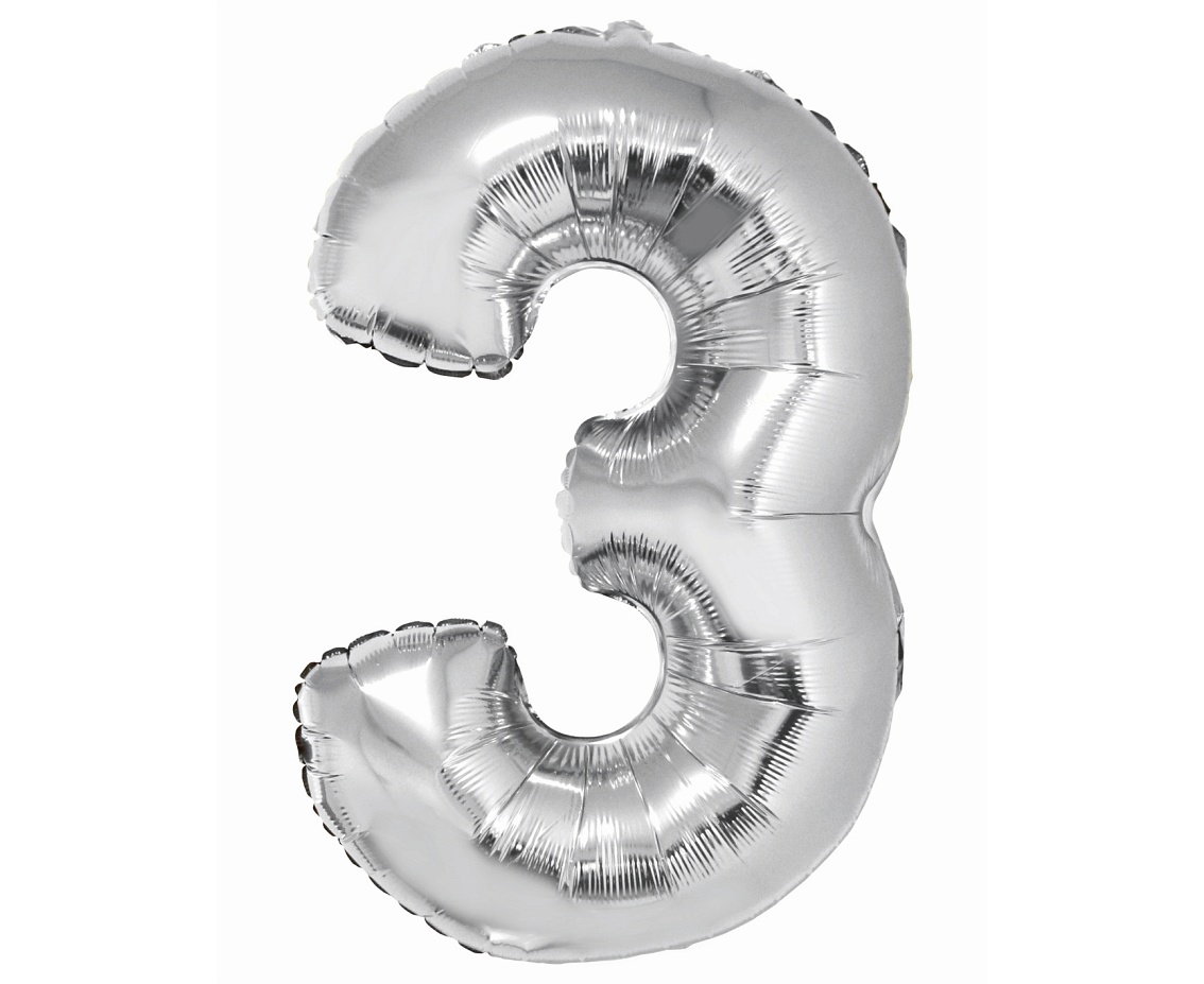 Godan Balon Folie Aluminiu Smart Digit 3 76cm Silver
