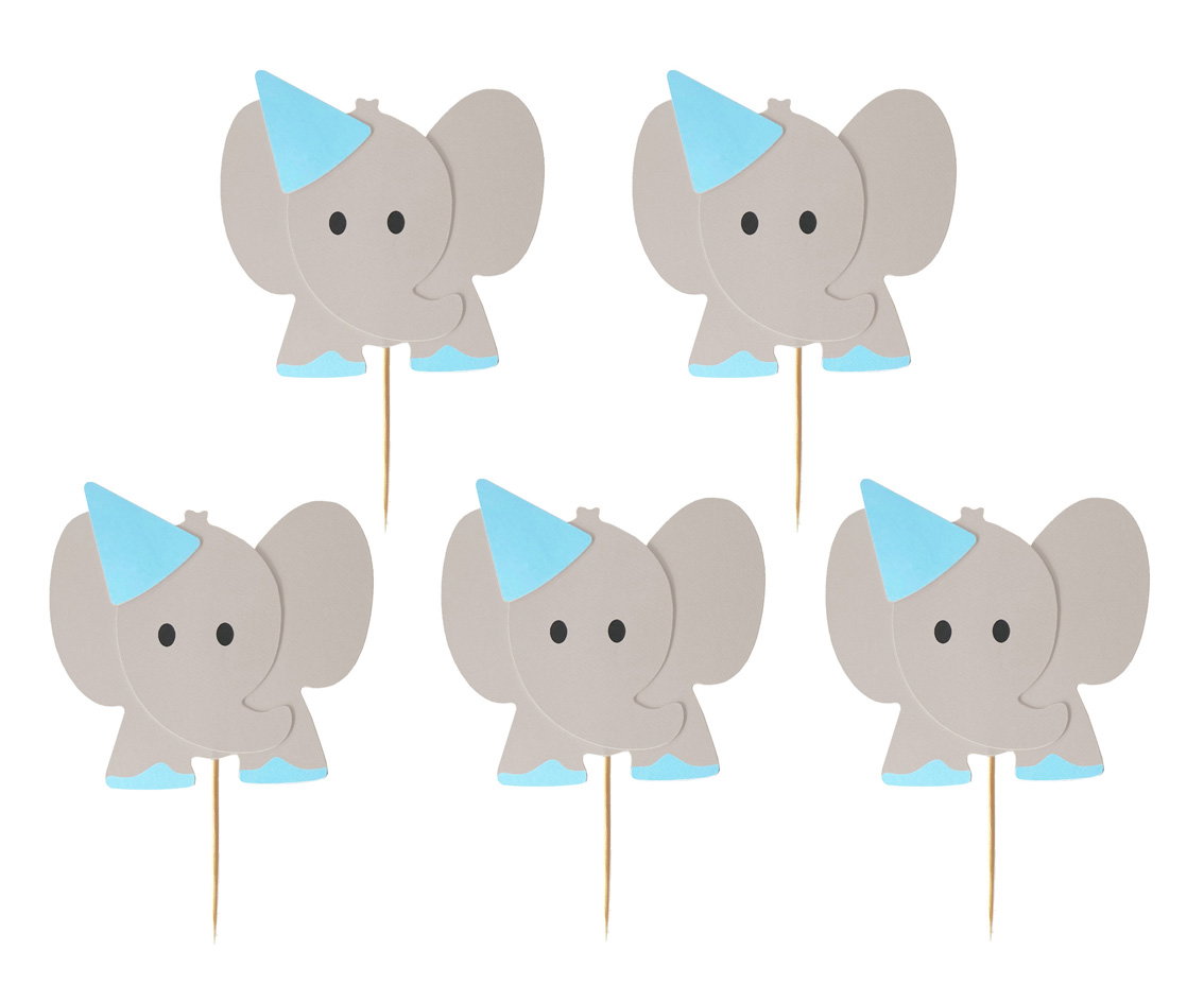 GOD DECORATIUNI PENTRU BRIOSE Elephants, blue, 10/set RV-PSNI