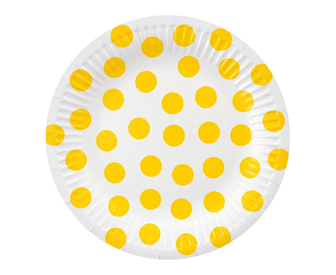 GOD FARFURII CARTON Polka Dots, yellow, 18cm 6/set PW-TGZ7