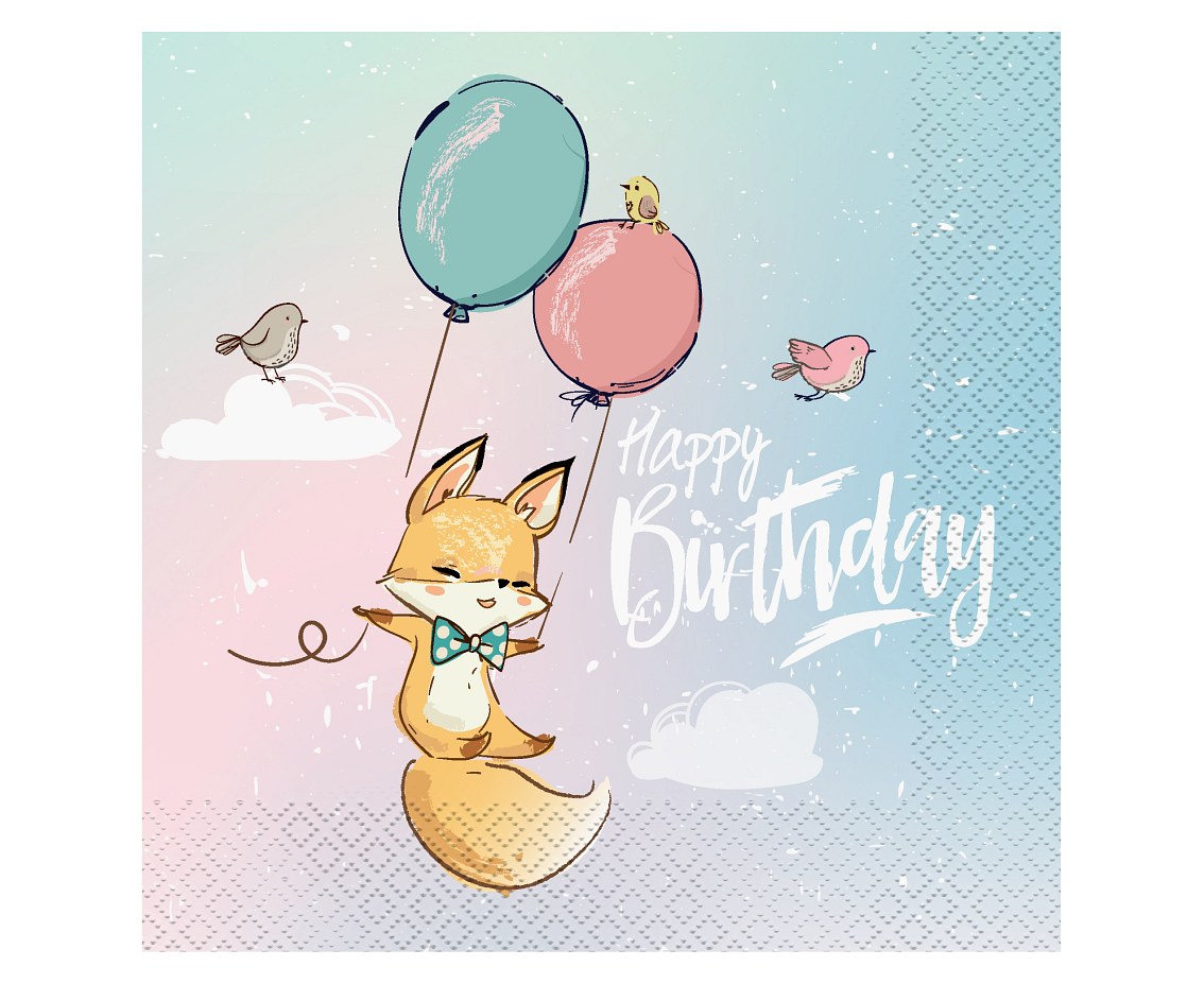 GOD SERVETELE 33*33CM 20/SET BIRTHDAY COLLECTION FOX PG-SHL2