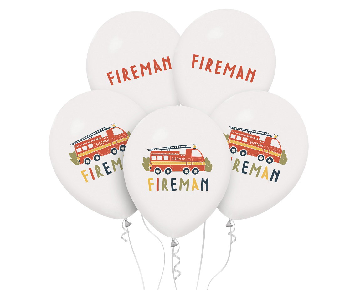 Godan Latex Fireman Balloons 30cm Set of 5