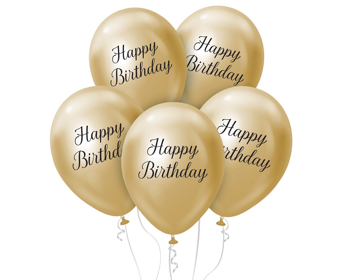 Godan Baloane Happy Birthday Auriu Platinat 5 Set