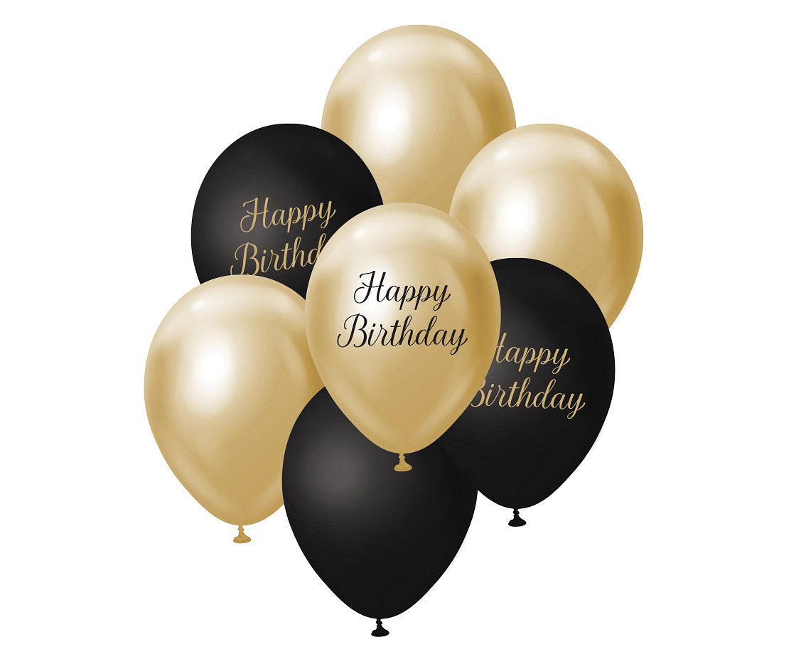 Godan Baloane Happy Birthday Set 7 Gold Black