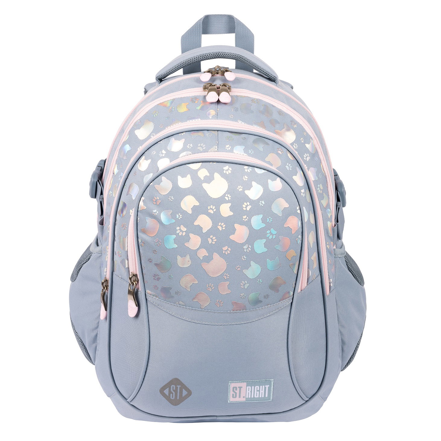 Rucsac școlar St.Right 4 compartimente BP-01 Silver Cats