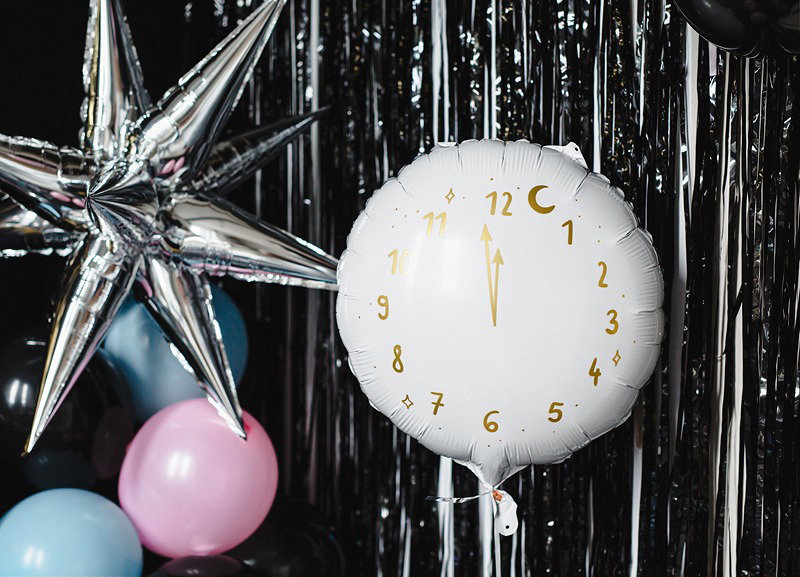 Balon Folie Aluminiu Alb cu Ceas 45cm Ora 12