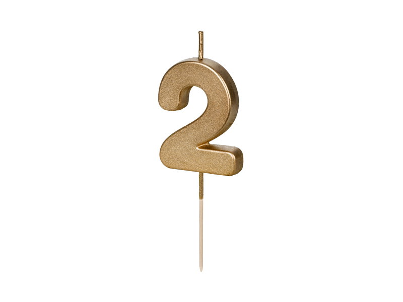 PD LUMANARI TORT Number 2, gold, 4.5cm SCU9-2
