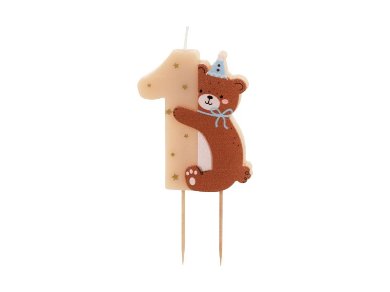 PD LUMANARI TORT Number 1, With Teddy bear, mix 7cm SCS-25-1