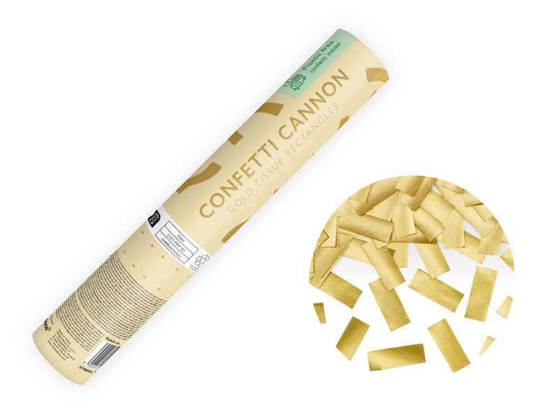 PD CONFETTI CANNON Gold streamers, tube shooter, 20cm TUKB20-019