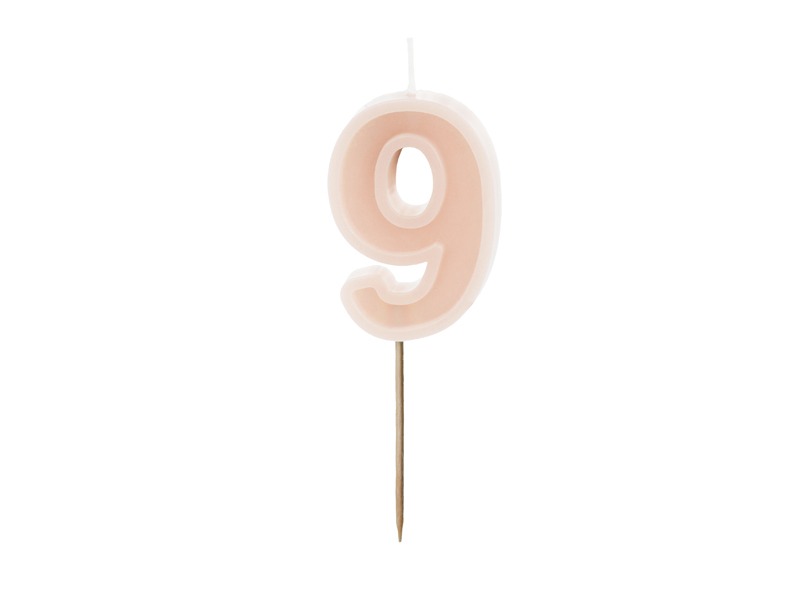 PartyDeco Lumanari Tort Number 9 Candle Dusty Rose 6cm