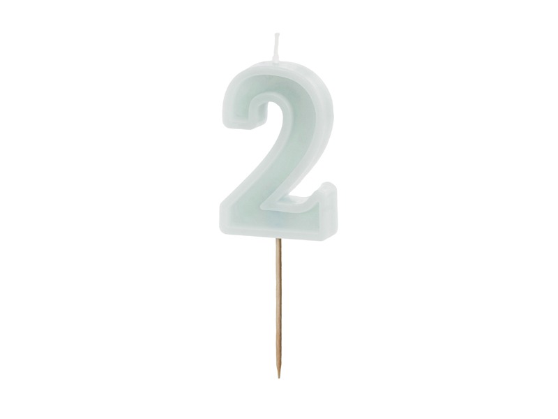 PD LUMANARI TORT Number 2 , light mint, 6cm SCU14-2-103J