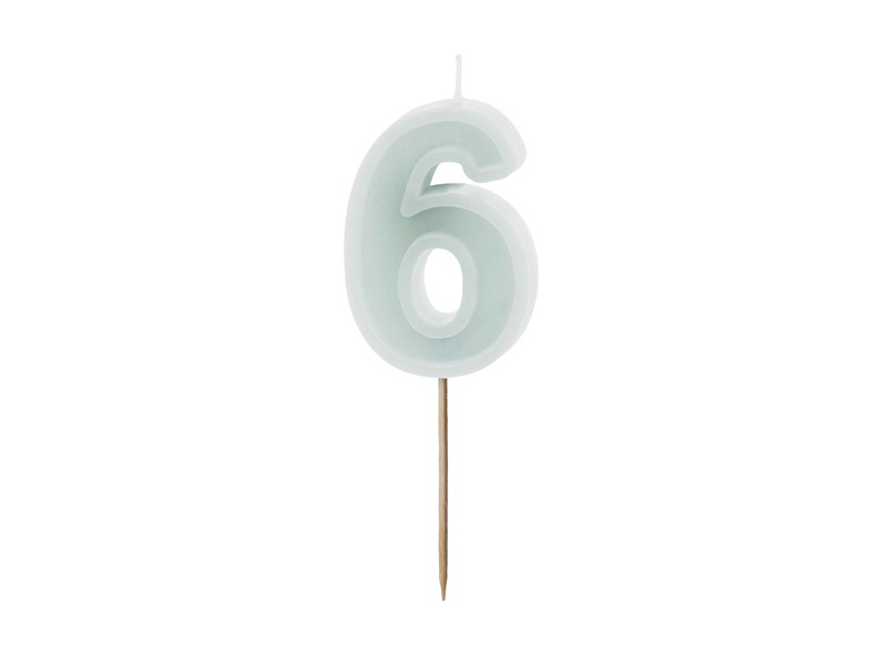 PD LUMANARI TORT Number 6 , light mint, 6cm SCU14-6-103