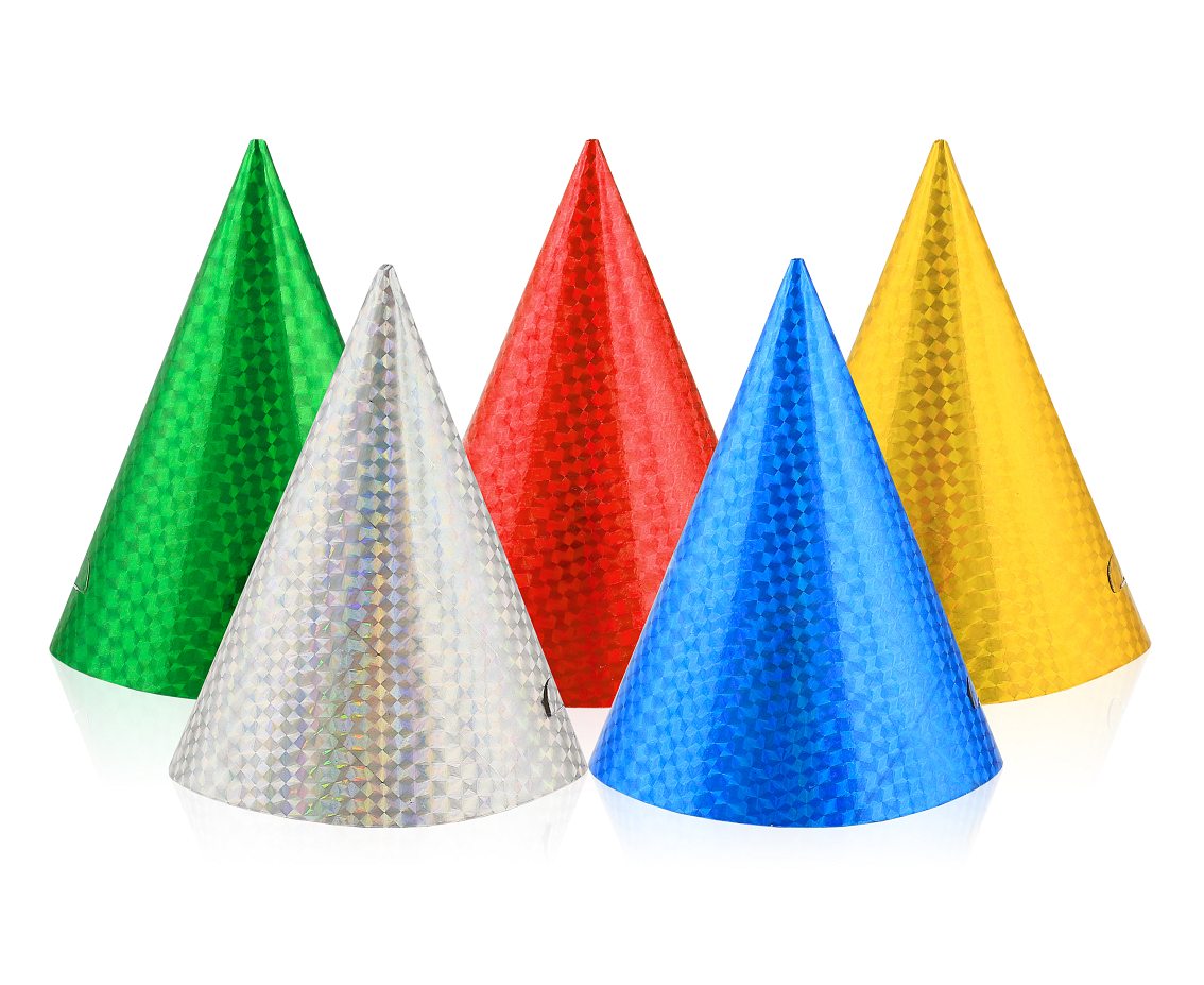 Godan Holographic Paper Hats Assorted Colours 6 Pack