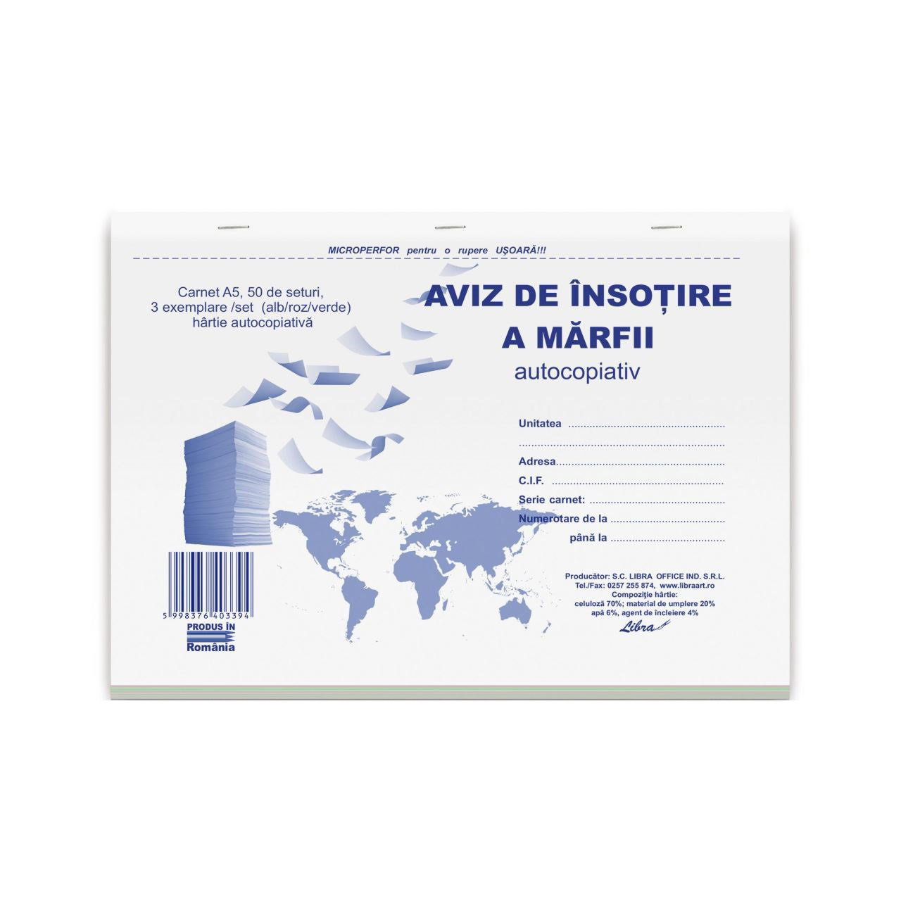Aviz de însoțire a mărfii A5 150 file L03394