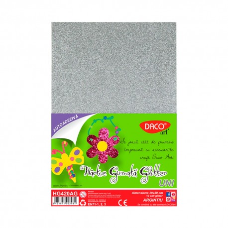Daco Coala Gumata Glitter Autoadeziva A4 Argintiu HG420AG