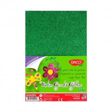 Daco Coala Gumata Glitter Autoadeziva A4 Verde HG420V