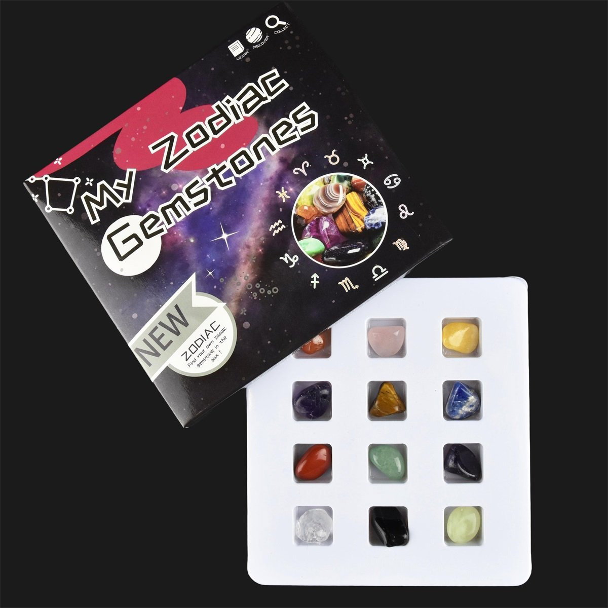 ROB SET PIETRE PRETIOASE 1-2CM ZODIAC 12 BUCATI 70307