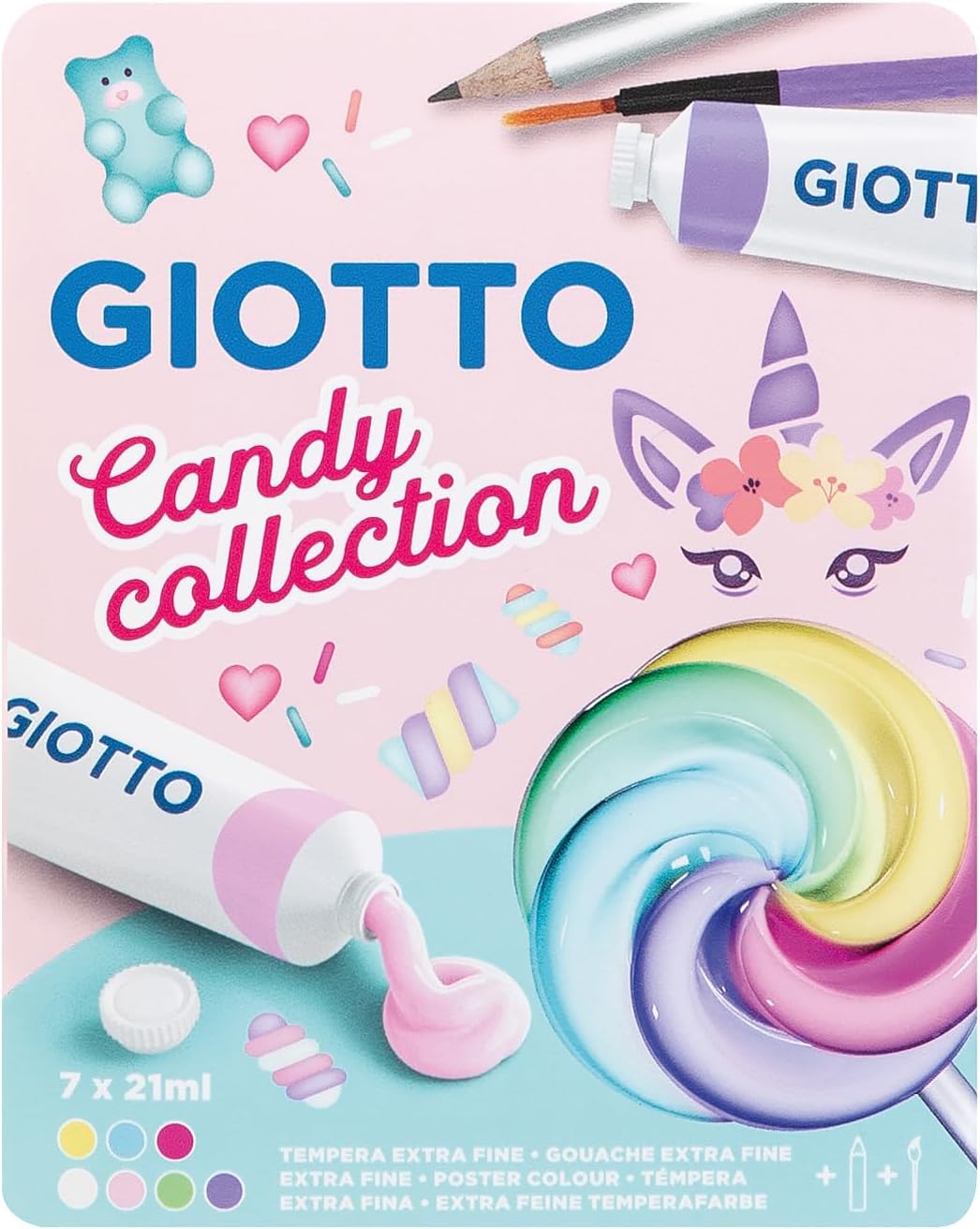 FIL TEMPERA GIOTTO 7/SET, CULORI PASTEL 7*21ML CANDY COLLECTION 302100