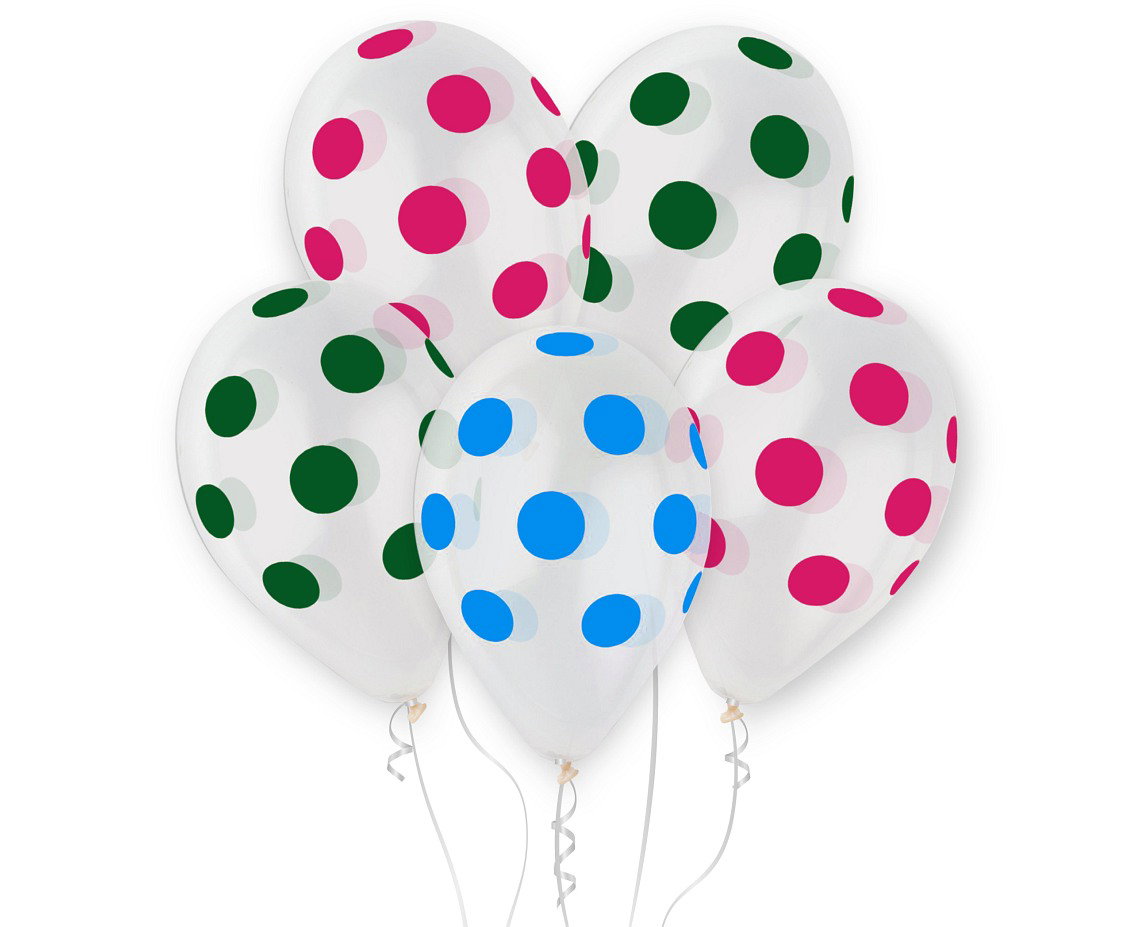 Godan Baloane Premium Helium Balloons Dots Transparent 33cm 5/Set GS120/157/00