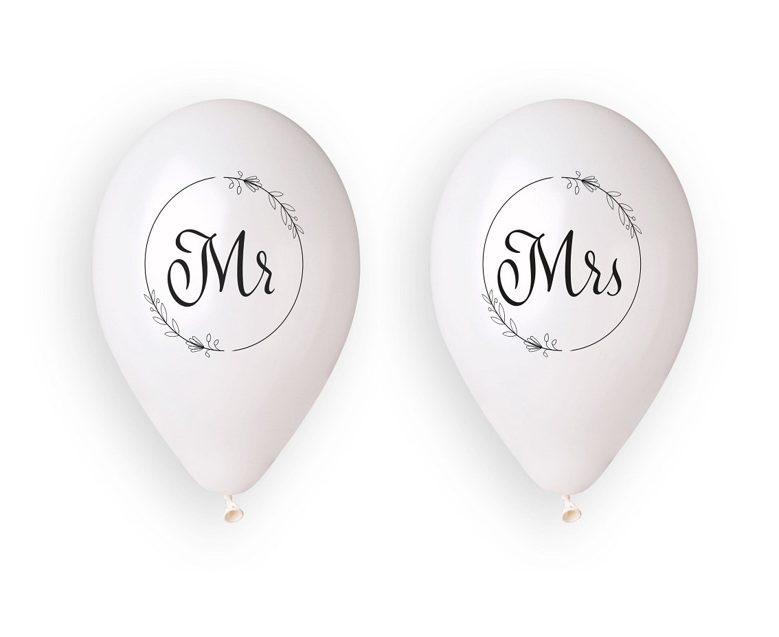 Gemar Latex Balloons Mr&Mrs White 33cm 4/set