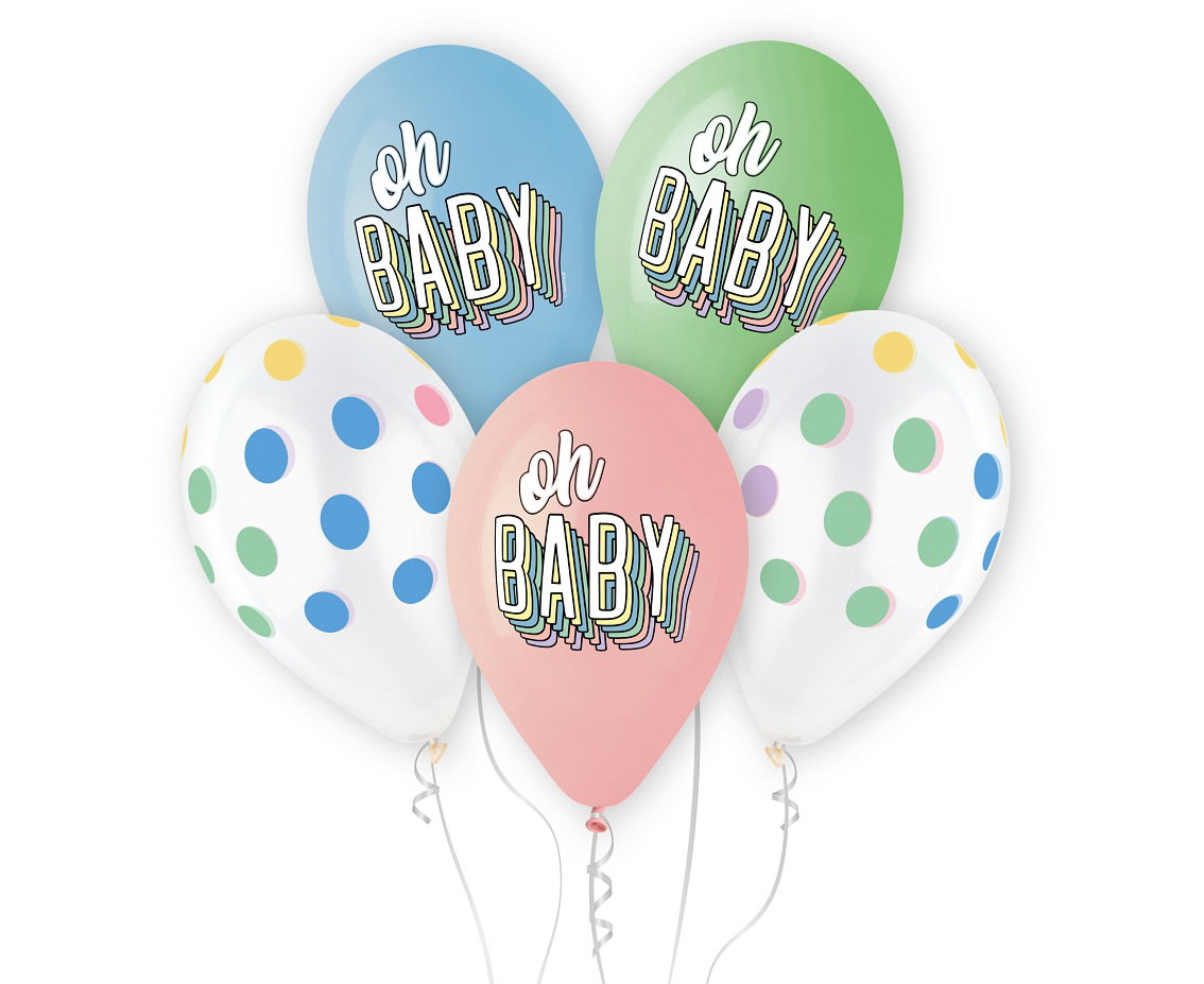 Godan Helium Balloons Oh Baby 33cm 5-Pack
