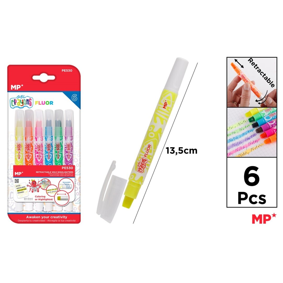 MARKER CEARA IPB RETRACTABIL 6 CULORI /SET FLUORESCENT PE530
