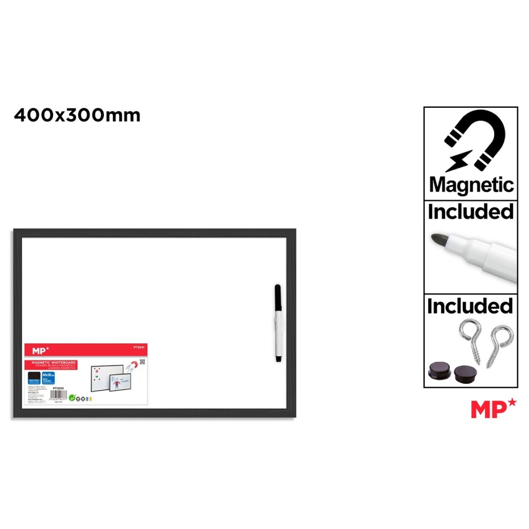 WHITEBOARD MAGNETIC IPB 30*40 CU MARKER RAMA PLASTIC PT300I