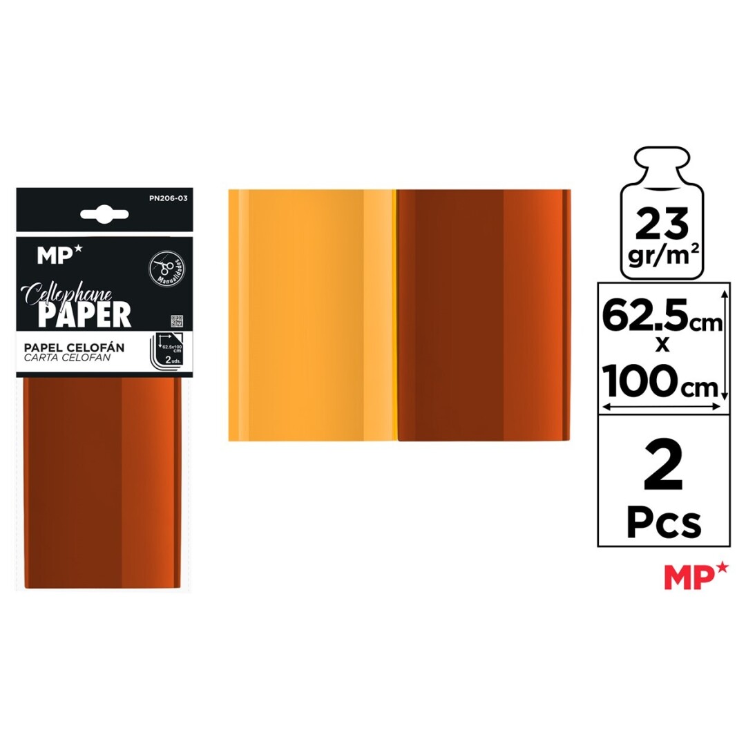 CELOFAN IPB 62.5*100CM 2/SET PORTOCALIU PN206-03