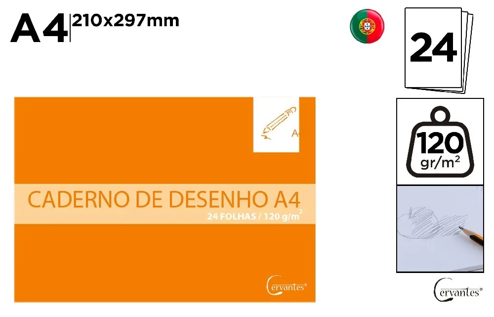 BLOC DESEN IPB A4 CERVANTES 24 COLI 120GR/M2 PB794