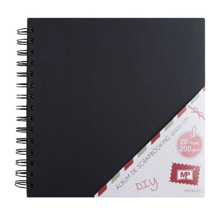 Album scrapbooking spirală 20x20 cm 200 g/m² negru 20 foi