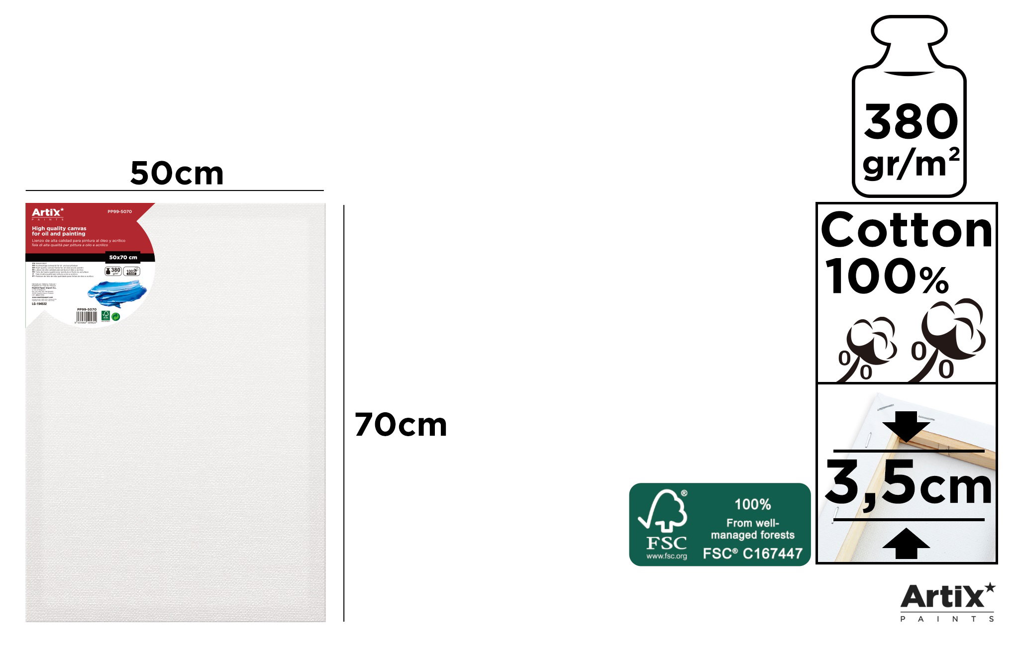 RAMA CU PANZA IPB 50*70CM 380GR PP99-5070