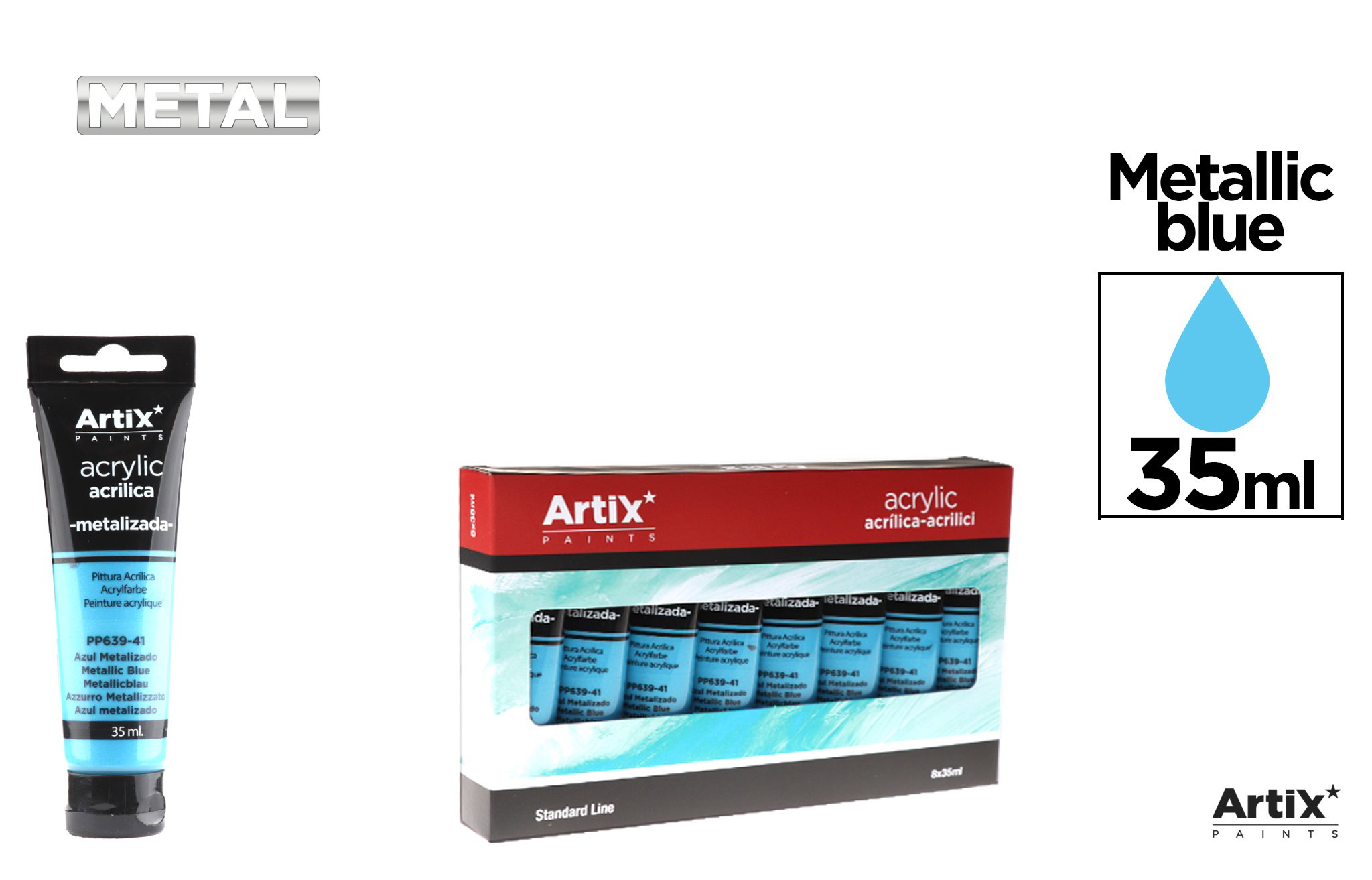 Acrylic Paint 35ml Metallic Blue PP639-41