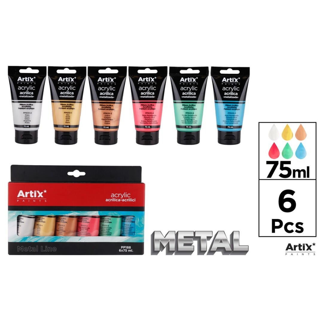 CULORI ACRILICE IPB 75ML 6/SET CULORI METALICE PP188