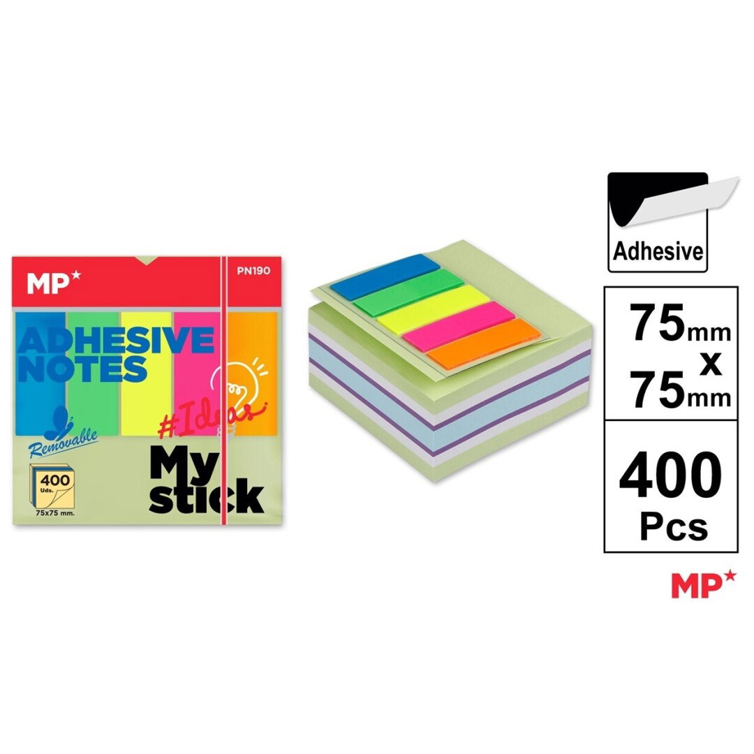 Post-it Cub IPB 75x75mm Stick Index 400 Sheets Pastel Colors PN190