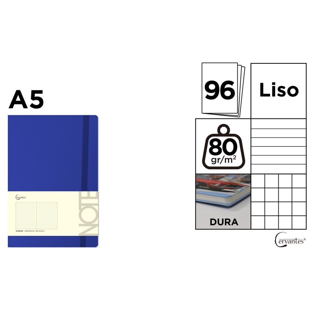 NOTES IPB A5 CERVANTES CU ELASTIC 96F ALBASTRU COBALT AR/ DR/ VE PB802