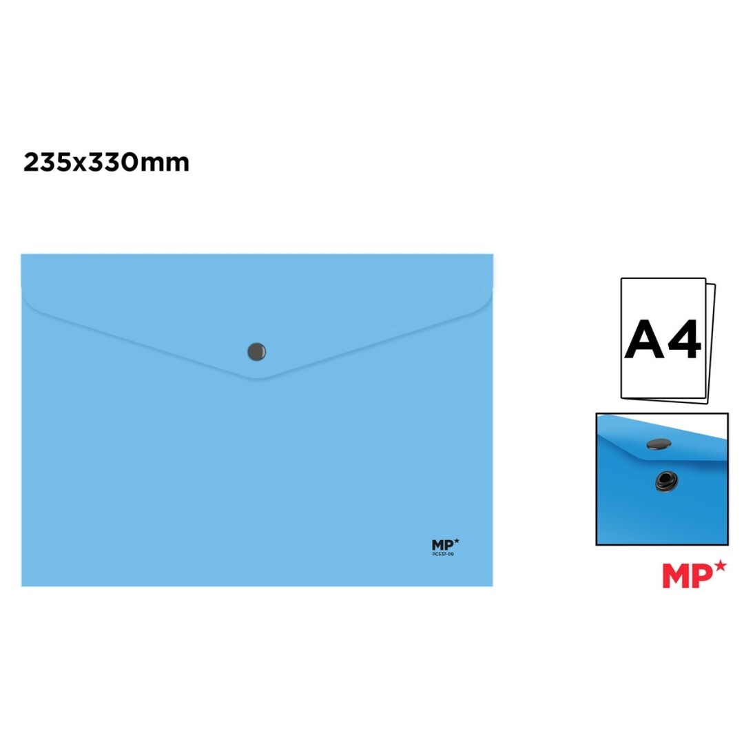 Mapă plastic PP cu capsă A4 albastru deschis PC537-09