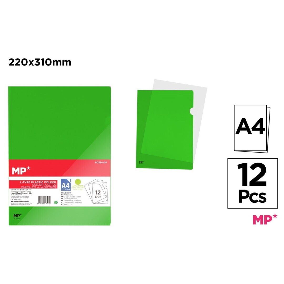 MAPA PROTECTIE A4 TIP L IPB PP VERDE MAR TRANSPARENT 12/SET PC550-07