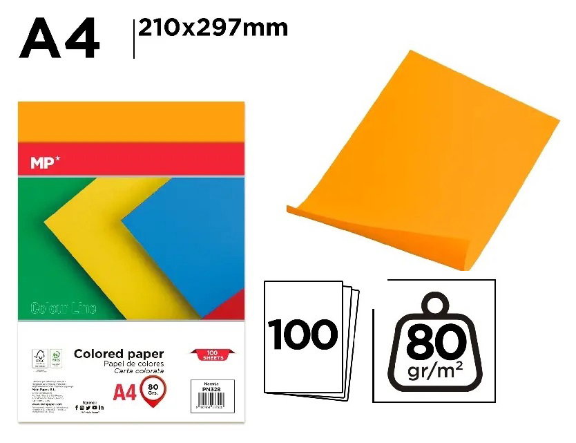 Hartie Color A4 80g/m² Portocaliu Intens 100 coli