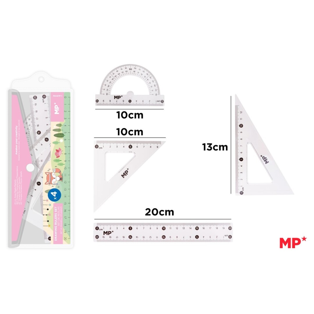 Set Geometrie 4 Piese Roz Pastel