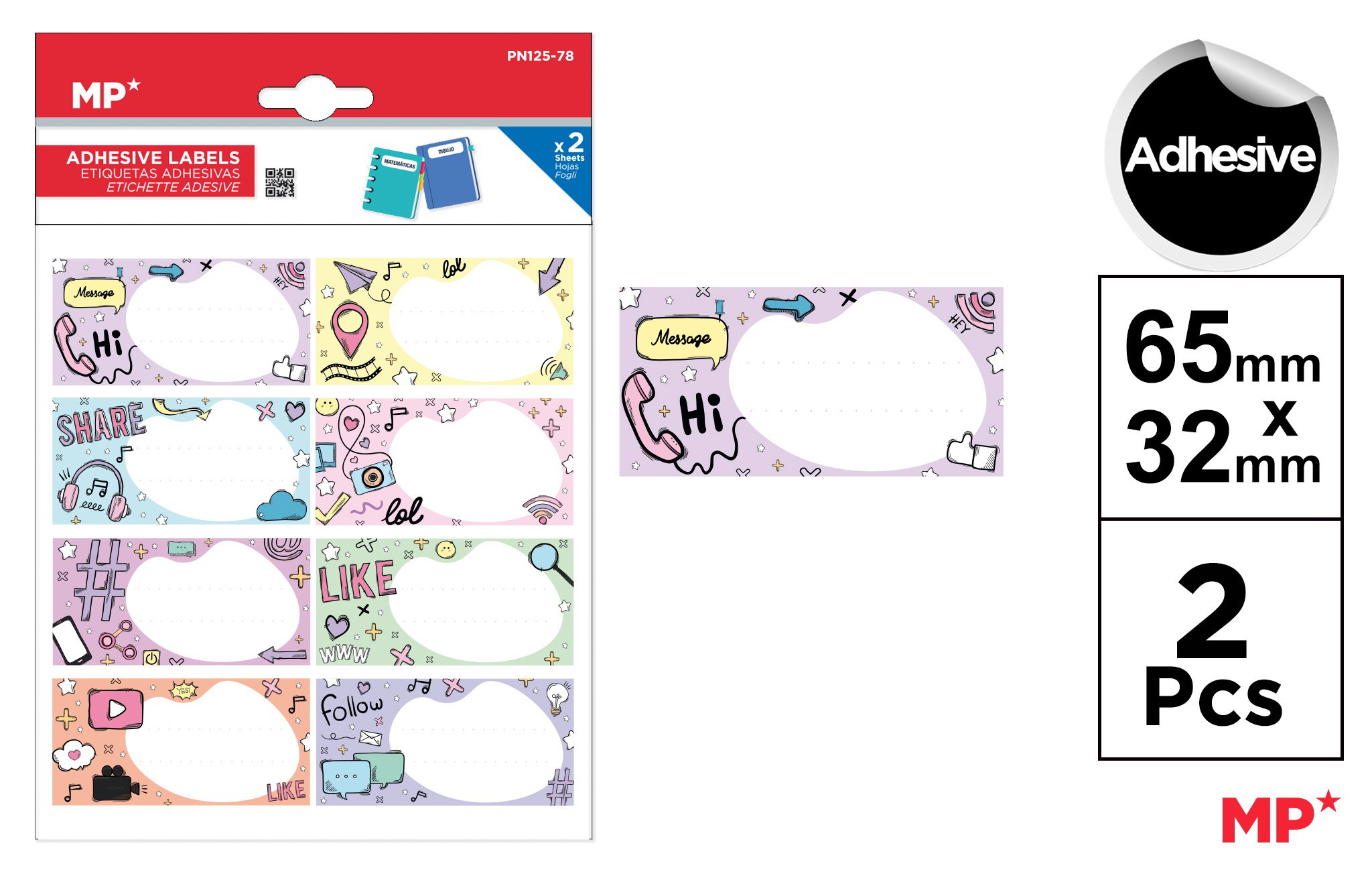ETICHETE SCOLARE ADEZIVE IPB 2 COLI/SET DIVERSE MESAJE PN125-78