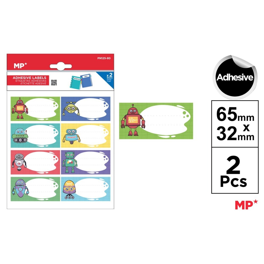 ETICHETE SCOLARE ADEZIVE IPB 2 COLI/SET ROBOTI PN125-80