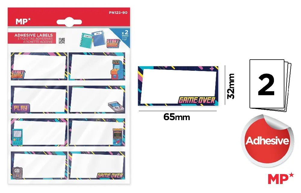 ETICHETE SCOLARE ADEZIVE IPB 2 COLI/SET START GAME PN125-90
